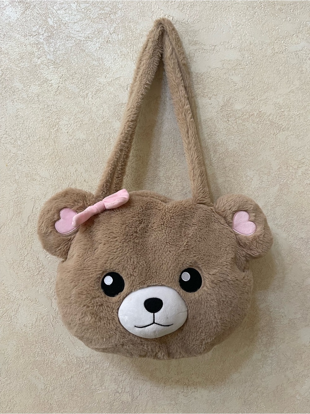 Hot Topic Kawaii Teddy Bear Plush Shoulder Bag Zippered Tote Pink Bow